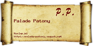 Palade Patony névjegykártya